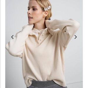 Donni Thermal Pearl Pullover, Small, Cream